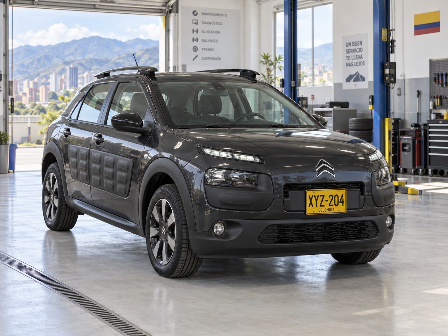 Imagen ilustrativa de un Citroën C4 Cactus en un taller